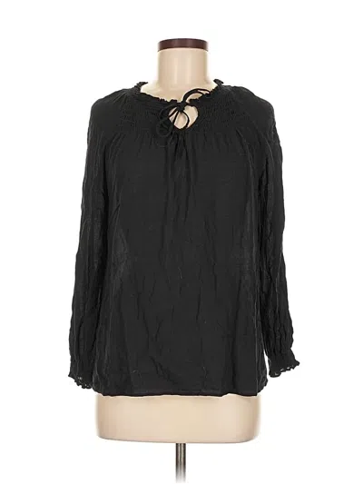 Pre-owned Cato Long Sleeve Blouse In Black