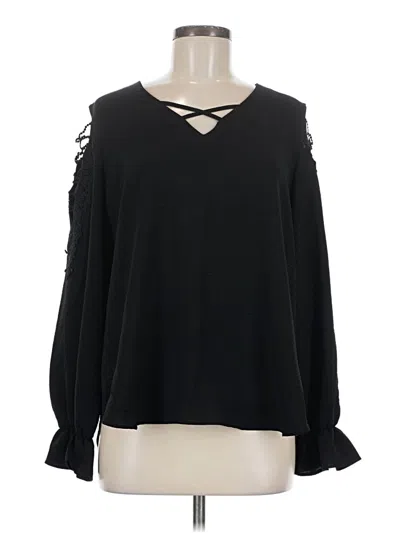 Pre-owned Cato Long Sleeve Blouse In Black