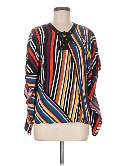 Pre-owned Cato Long Sleeve Blouse In Black