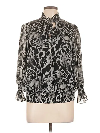 Pre-owned Cato Long Sleeve Blouse In Black