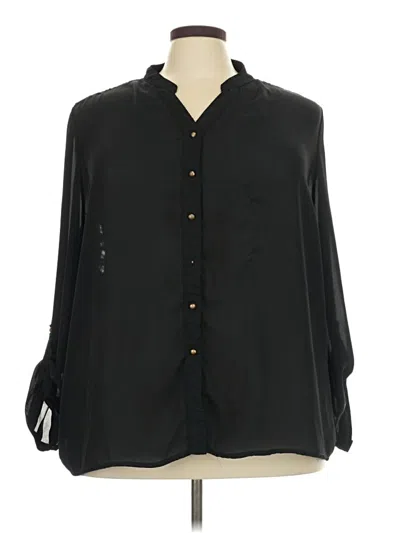 Pre-owned Cato Long Sleeve Blouse In Black