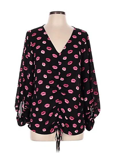 Pre-owned Cato Long Sleeve Blouse In Black