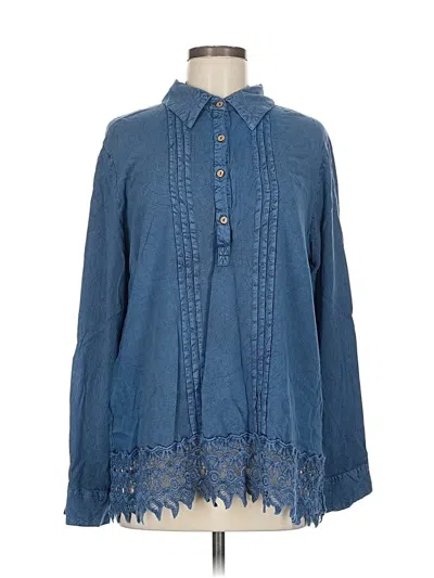 Pre-owned Cato Long Sleeve Blouse In Blue