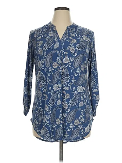 Pre-owned Cato Long Sleeve Blouse In Blue