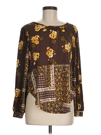 Pre-owned Cato Long Sleeve Blouse In Brown