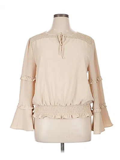 Pre-owned Cato Long Sleeve Blouse In Brown