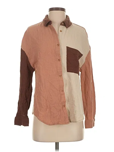 Pre-owned Cato Long Sleeve Blouse In Brown