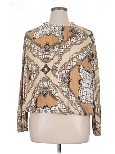 Pre-owned Cato Long Sleeve Blouse In Brown