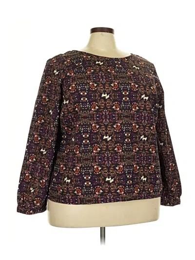 Pre-owned Cato Long Sleeve Blouse In Burgundy