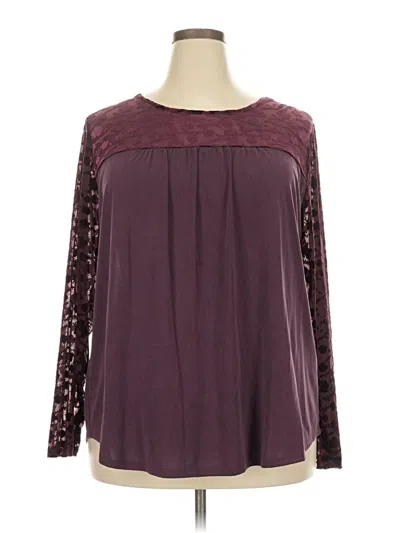 Pre-owned Cato Long Sleeve Blouse In Burgundy