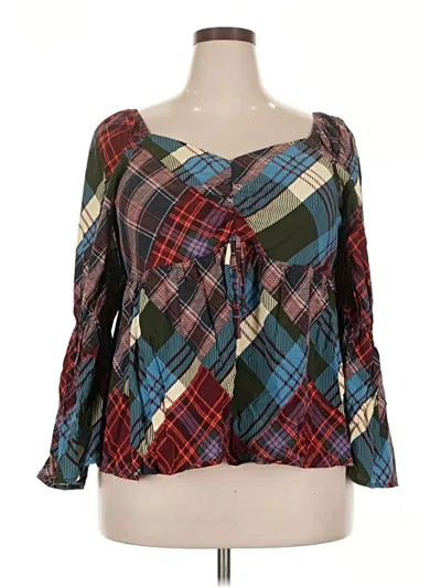 Pre-owned Cato Long Sleeve Blouse In Burgundy