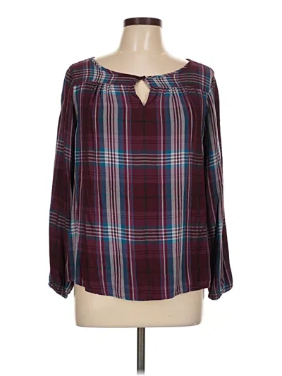 Pre-owned Cato Long Sleeve Blouse In Burgundy