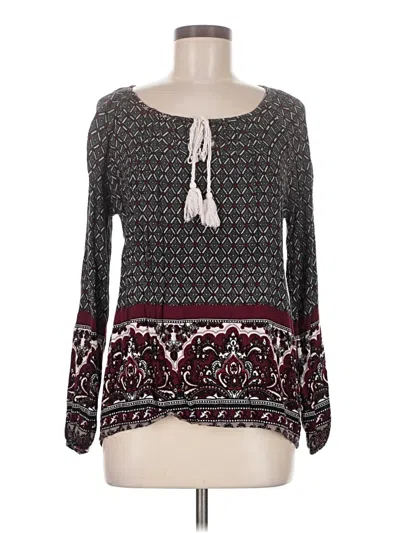 Pre-owned Cato Long Sleeve Blouse In Burgundy