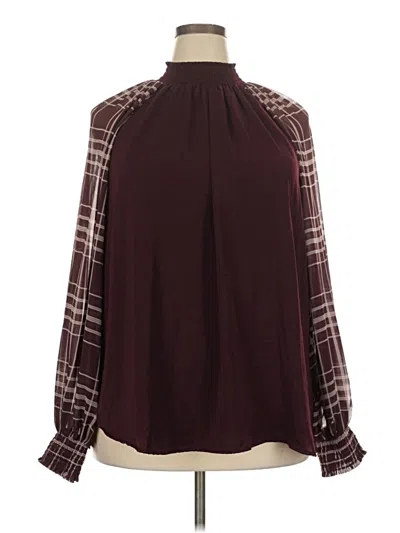 Pre-owned Cato Long Sleeve Blouse In Burgundy