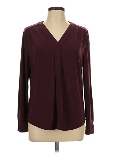 Pre-owned Cato Long Sleeve Blouse In Burgundy