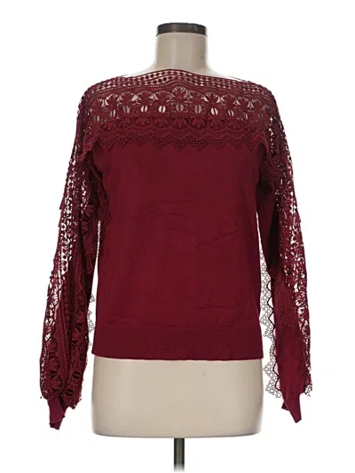 Pre-owned Cato Long Sleeve Blouse In Burgundy