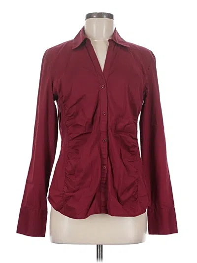 Pre-owned Cato Long Sleeve Blouse In Burgundy