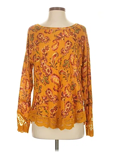 Pre-owned Cato Long Sleeve Blouse In Gold