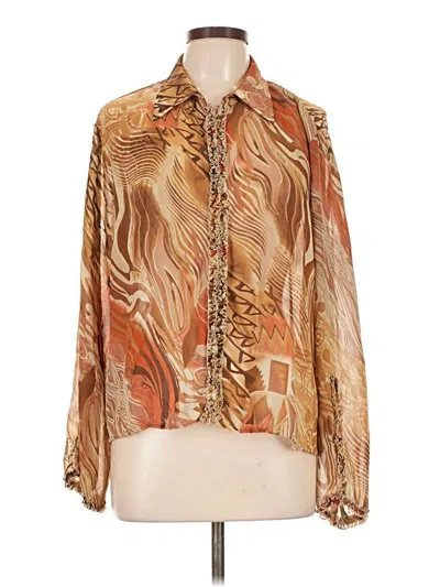 Pre-owned Cato Long Sleeve Blouse In Gold