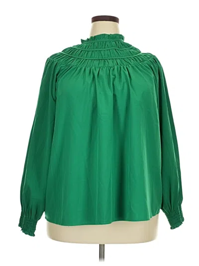 Pre-owned Cato Long Sleeve Blouse In Green