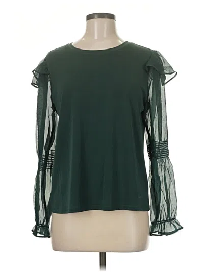 Pre-owned Cato Long Sleeve Blouse In Green