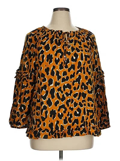 Pre-owned Cato Long Sleeve Blouse In Orange