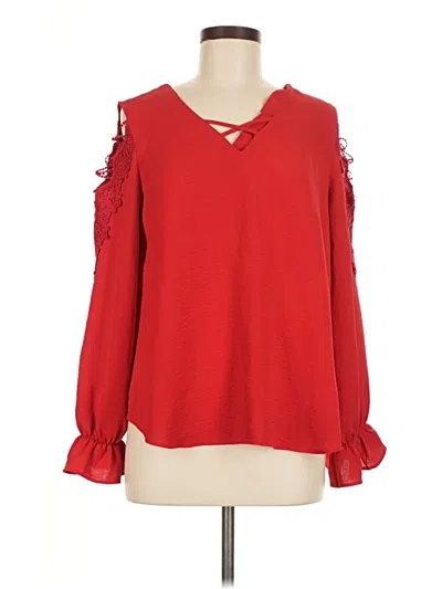 Pre-owned Cato Long Sleeve Blouse In Red