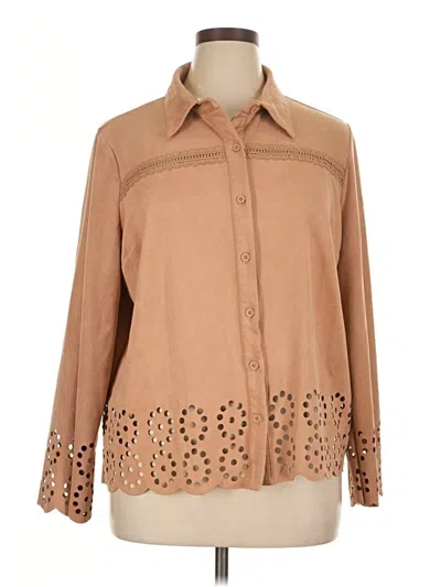 Pre-owned Cato Long Sleeve Blouse In Tan