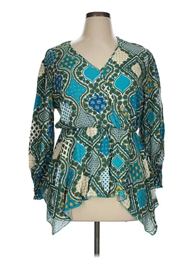 Pre-owned Cato Long Sleeve Blouse In Teal