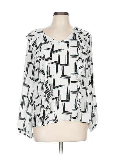 Pre-owned Cato Long Sleeve Blouse In White