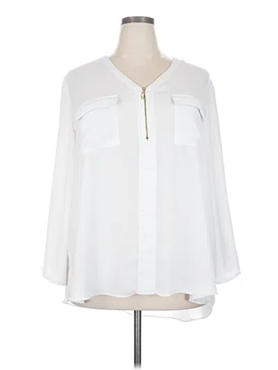 Pre-owned Cato Long Sleeve Blouse In White