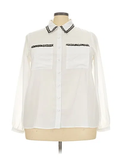 Pre-owned Cato Long Sleeve Blouse In White