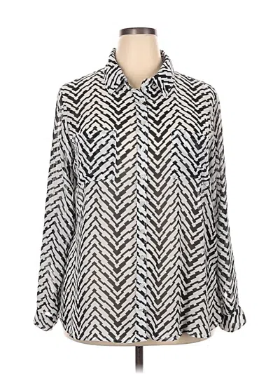 Pre-owned Cato Long Sleeve Blouse In White