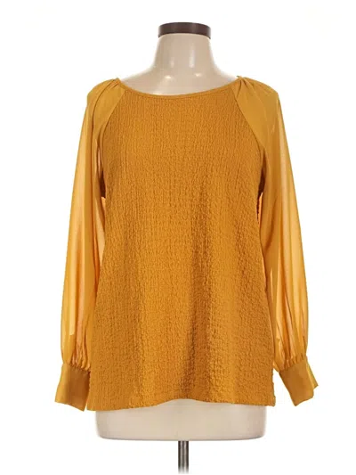 Pre-owned Cato Long Sleeve Blouse In Yellow