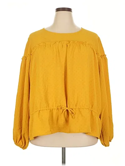 Pre-owned Cato Long Sleeve Blouse In Yellow