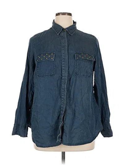 Pre-owned Cato Long Sleeve Button Down Shirt In Blue