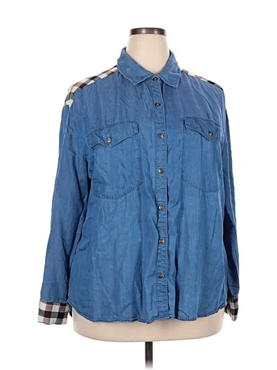 Pre-owned Cato Long Sleeve Button Down Shirt In Blue