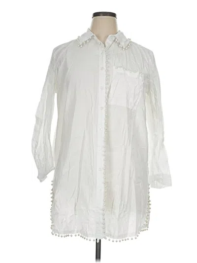 Pre-owned Cato Long Sleeve Button Down Shirt In Ivory
