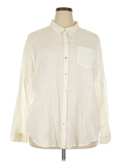 Pre-owned Cato Long Sleeve Button Down Shirt In White