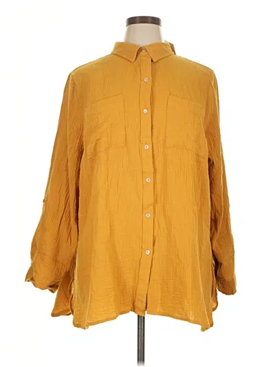 Pre-owned Cato Long Sleeve Button Down Shirt In Yellow