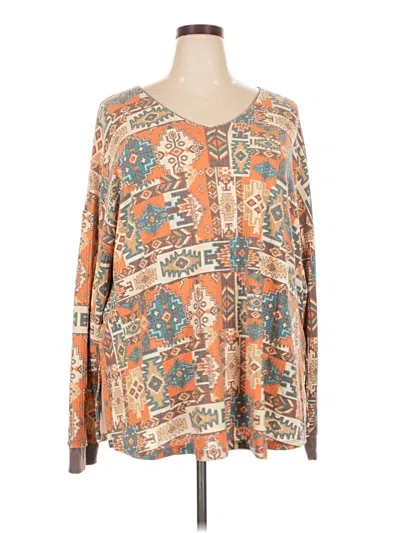 Pre-owned Cato Long Sleeve Henley Shirt In Orange