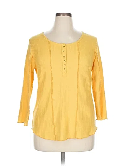 Pre-owned Cato Long Sleeve Henley Shirt In Yellow