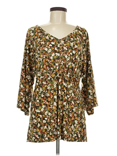 Pre-owned Cato Long Sleeve Top Brown Sweetheart Neckline Tops