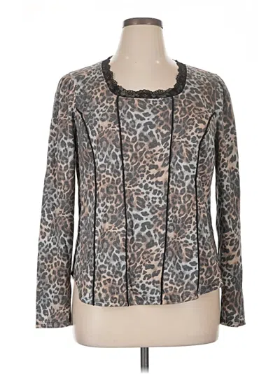 Pre-owned Cato Long Sleeve Top Gray Square Neckline Tops