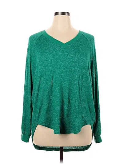 Pre-owned Cato Long Sleeve Top Green V Neck Tops