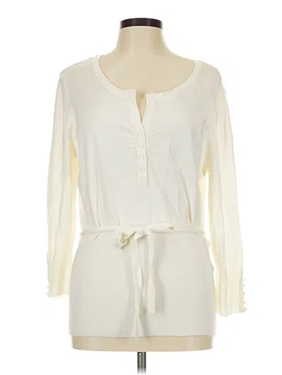 Pre-owned Cato Long Sleeve Top Ivory Plunge Neckline Tops
