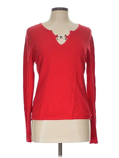 Pre-owned Cato Long Sleeve Top Red Open Neckline Tops