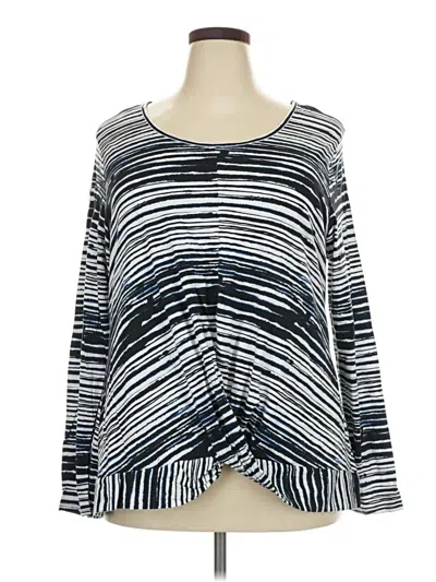 Pre-owned Cato Long Sleeve Top Silver Scoop Neck Tops
