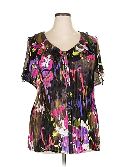 Pre-owned Cato Short Sleeve Blouse In Black