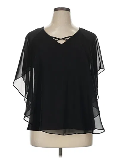 Pre-owned Cato Short Sleeve Blouse In Black